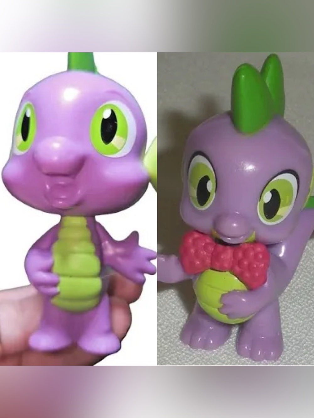 My Little Pony G4 Spike Dragon Figure Lot – 2” & 4” Purple & Green